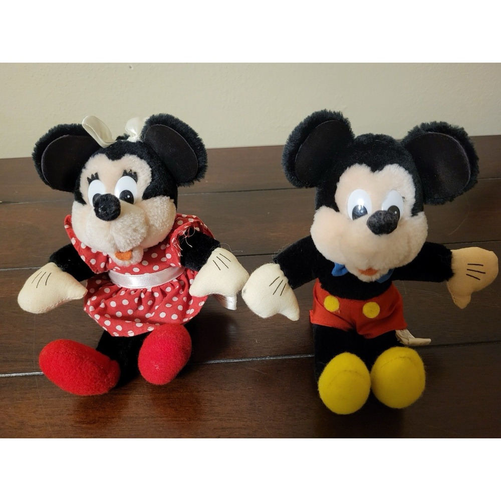 VTG Disney Mickey &‎ Minnie Mouse 8" Plush Stuffed Animals Applause Toys 1990's
